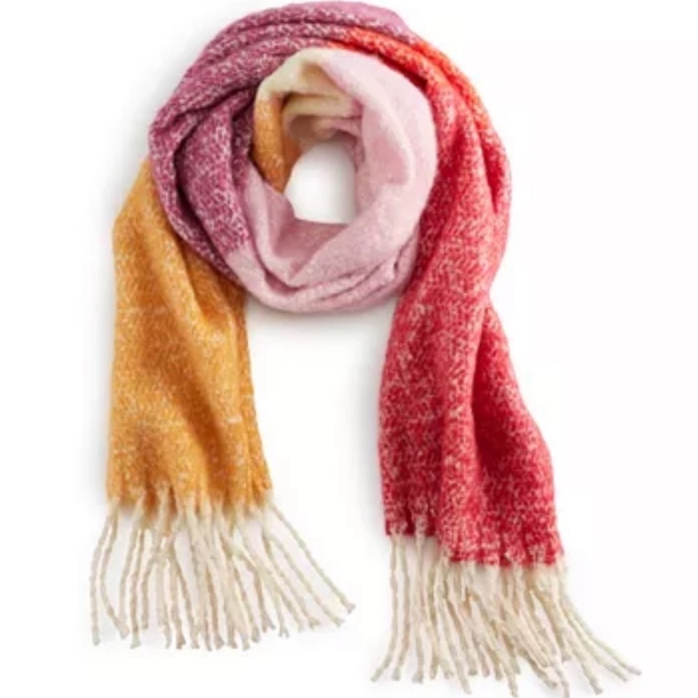Sonoma Goods For Life® Twisted Fringe Brushed‎ Blanket Scarf Colorblock Fall NEW